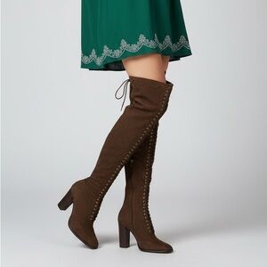 JEFFREY CAMPBELL Olianna Thigh- high lace-up riding boots